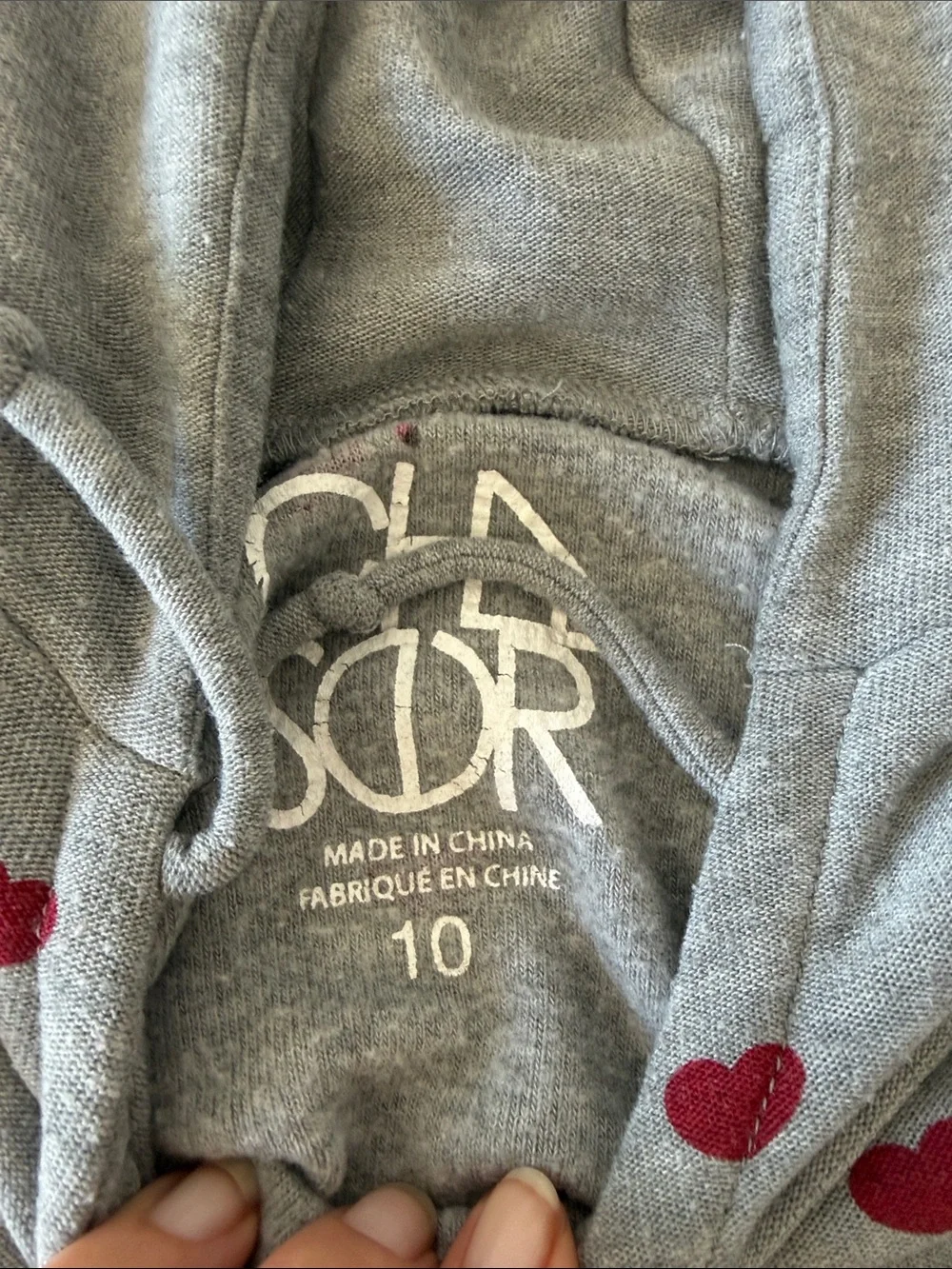 Chaser Gray Hoodie Tunic with Red Heart Print